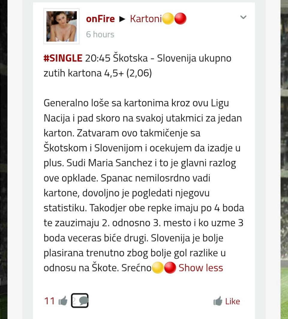 85' 5 žutih kartona ✅️✅️✅️<br /><br />Zavrsavam ovu prevaru zvanu Liga Nacija sa dobitnim. Za par dana vracaju se najjače lige pa će biti i izglednijih parova. Uzdravlje 🍻🟡🔴