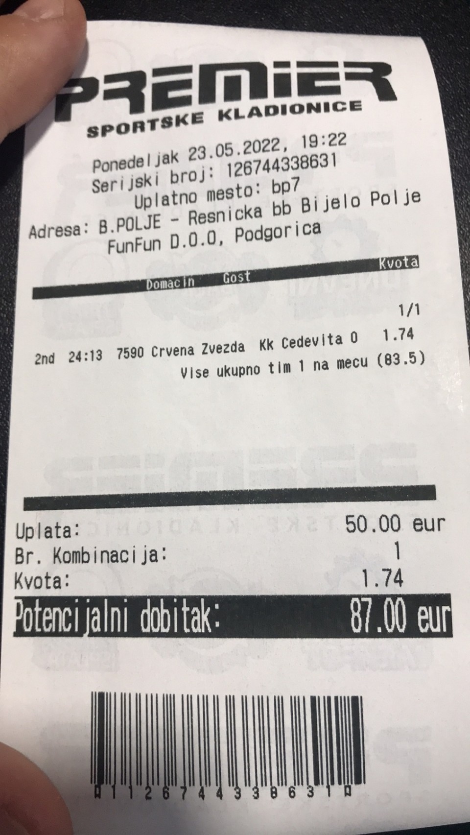 Stelaaa Rosaaa ispostovalaa, nadam se da cemo i dalje u istom ritmu!<br />Boston-Majami DP 106.5 + 1.90<br />Braun 6.5+ reb 1.85<br />Braun 24.5 + 1.90<br />Srecnoo