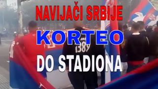 Korteo navijača Srbije u Beču ? Navijači Srbije na putu ka stadionu ? Serbian fans in Vienna